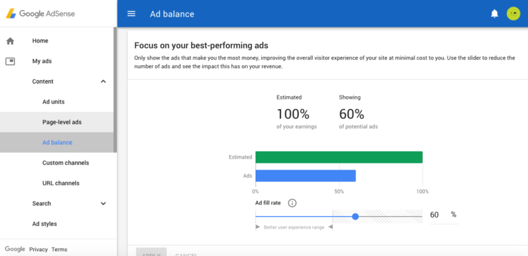 What is Google Ad Balance in Google AdSense