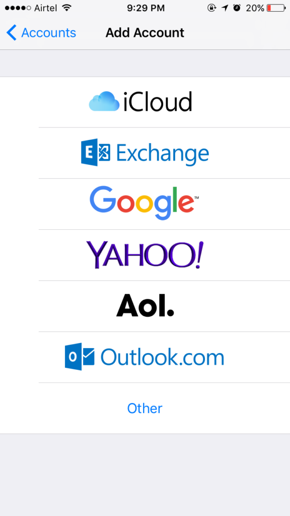 Add Email account | iPhone - IOS 10 2
