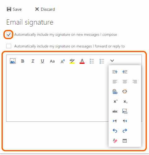 how to add signature in outlook online