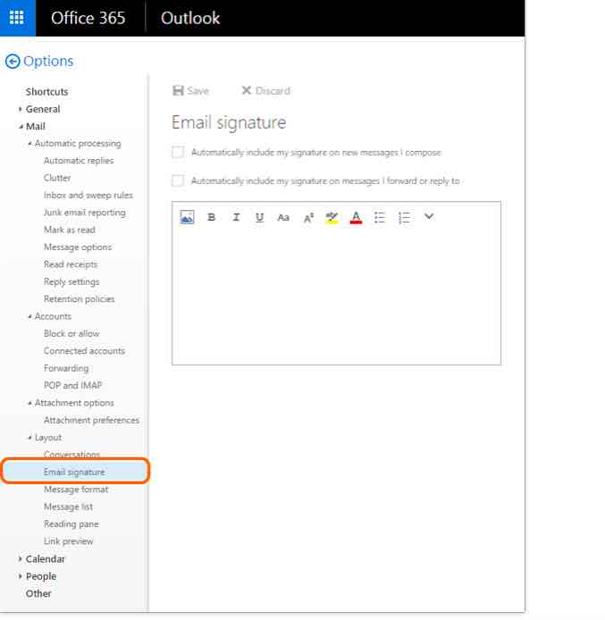 add signature to outlook email 365