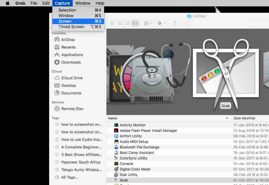 how to take screenshot on mac with mouse selection