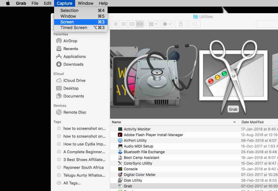 screen snapshot on mac