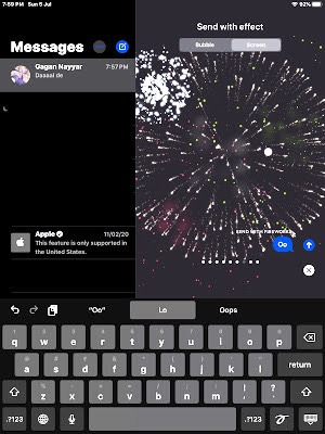 How to send fireworks on iPhone